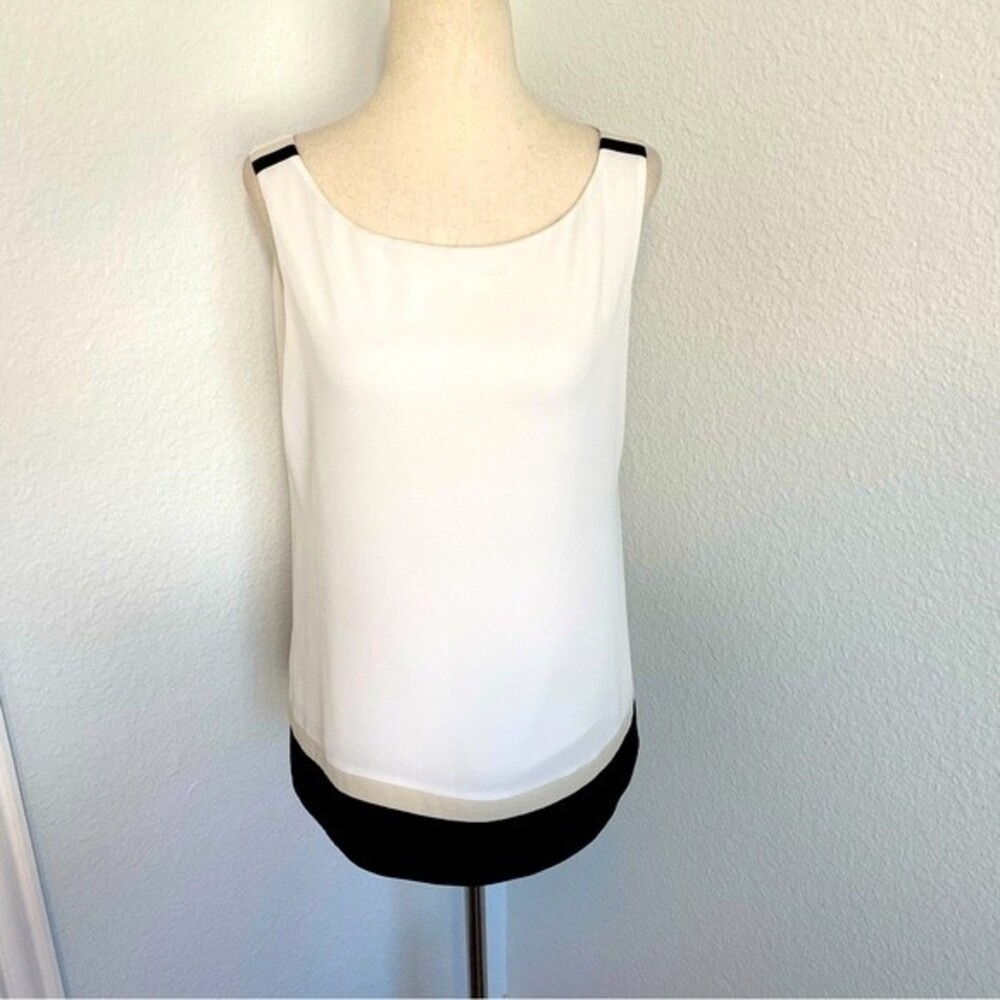 WHBM Black White Cream Sleeveless Round Neck Top Size S